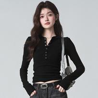 Autumn/Winter Pure Desire Style Spicy Girl Cropped Cotton Long Sleeve T-shirt for Women – Slimming, Flattering, Versatile Top Medium juoda