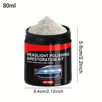 Headlight Restoration Kit 80ml Glass Scratch Removal Polishing Powder Lamp Restoration Kit for Car Vehicles Automotive Truck SUV black