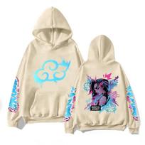 Y2k Arcane Jinx Mielas Anime Spaudas Su Gaubtu Harajuku Kawaii Džemperis Ilgomis Rankovėmis Animacinis Vilnonis Drabužis Moletom Madingi Džemperiai ir Džemperiai Moteriški L smėlis