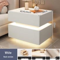 Smart Floating Bedside Table: Sensor Light, Wireless Charging, Lockable Storage, Luxurious Design. 50x40x48 cm white