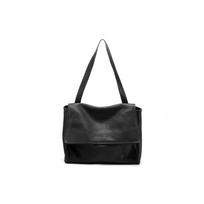 2025 Layer Cowhide Clamshell Messenger Bag Vintage Soft Leather Shoulder Bag Large Capacity Commuter Leather Women's Designer Lu 34x14x27cm gray
