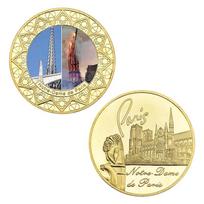 Notre Dame Cathedral commemorative coin gift box set, commemorative medal collection metal crafts, collection of souvenirs beige