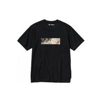 Uniqlo X Attack On Titan Collaboration FW23 Comic Avatar Banner Print Crew Neck Short Sleeve T-Shirt Unisex Tops Black 468530-09 L black