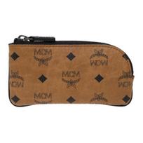 MCM Aren Visetos Monogramos Grandinėlės Raktų Pakabukas Dengto Drobės Piniginė-Clutch Mini Unisex Piniginės Ruda Konjako spalvos MXKDSTA01CO001 Basic Set (Bag+Dust Bag) brown