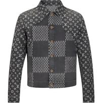 LOUIS VUITTON X Nigo Giant Damier Waves Mngm Denim Jacket 1A88WU 52 juoda