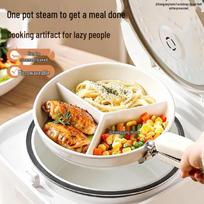 UOSO Ceramic 3-Compartment Rice Cooker Steamer Insert beige