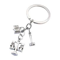 Decorative Keychain Charm for Legal Theme Carry, Silver Tone Scale Gavel Book Pendants on Zinc Alloy Key Ring for Daily Keys, Bags, and Desk 1 white