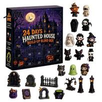 Spooky Party Favors Halloween Advent Calendar 2026, 24 Days Countdown with 2D Flat Interactive Holiday Decor Acrylic Mini Figures, Collectible A black