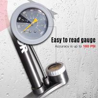 Bicycle Floor Pump 160PSI Bike Air Pump with Gauge Presta & Schrader Valves Tire Tube Inflator with Multifunction Ball juoda