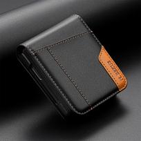 Itin plonas verslo odinis telefono dėklas, skirtas Samsung Galaxy Z Flip7 Flip6 Flip5 4 3 Flip7 FE, piniginė su kortelių laikikliais, magnetinis atverčiamas dangtelis For Galaxy Z Flip 3 juoda