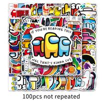 100 Sheets Among Us Graffiti Cartoon Stickers for Suitcase, Car, Motorcycle, and Scooter Decoration. yellow