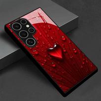 Raudonos širdelės vandens lašų rašto stiklinis telefono dėklas, skirtas Samsung Galaxy S26 S25 S24 S23 S22 S20 fe plus Ultra, apsaugantis nuo pirštų atspaudų For Galaxy S24 Plus juoda