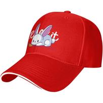 Cute Rabbit Eating Carrot Baseball Cap Adjustable Polyester Sun Hat Casual Trucker Cap for Adults Adjustable red