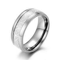 Trendy 8mm Rose Gold Color Vintage Imitated Meteorites Inlaid Rings Men Stainless Steel Rings for Men Wedding Band Jewelry Gifts 7 sidabras
