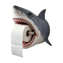Shark Bathroom Paper Holder, Freestanding Toilet Roll Stand with Front Paper Access, Storage Accent for Guest Bath, Restroom, or Wash Area 1 gray