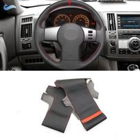 Automobilio stiliaus perforuota oda vairo dangtelio apdaila, skirta Nissan Frontier Xterra Navara Pathfinder III 2005 - 2015 raudona gray