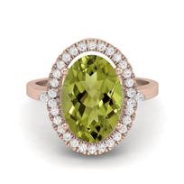 6.5 Ctw Oval Peridot 925 Sterling Silver Rose Vermeil Cocktail Women Engagement Ring 11 ryškiai rožinė