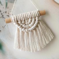 1Pc Bohemia Handwoven Macrame Tapestry With Tassels Home Bedroom Living Room Hanging Ornament Farmhouse Ornament Accessories gray