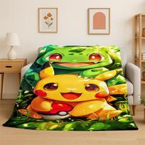 Mielas Pokemonas Pikachu Animacinis Flanelinis Antklodė Minkštas Šiltas Mesti Antklodė Miegamajam Svetainei Lovai Kelionei Stovyklavimui Iškylai Vaikui 75x100cm yellow