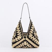 Women Straw Tote Bag Large Capacity Vintage Vacation Shoulder Bag Everything Casual Handbag Designer Hollow Summer Beach Bag beige