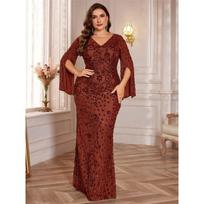 Europos ir Amerikos Didelio Dydžio Nauja Vakarinė Suknelė Moterims, Elegantiška Ilga Suknelė Banketams, Didelio Dydžio Suknelė Maxi Champagne 4XL beige