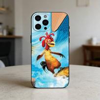funny chicken joe surf     Phone Case For iPhone 17,16,15,14,13,12,11 Plus,Pro,Max,Mini Silicone black Soft Cover iPhoneXSMAX blue
