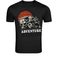 Adventure Is Calling Off-Road Jeep T-Shirt - Vintage 4x4 Sunset L white