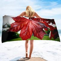 Oversized Beach Towel Microfiber Towels Sand Free Maple Leaves Quick Dry Super Absorbent Sandless Camp Pool Blanket Sandproof H30xW50cm red