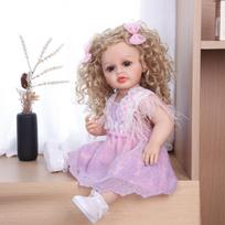 Stylish 55 cm Reborn Baby Doll Silicone Vinyl Newborn Girl Babies Dolls Toy suit Kids Early Educational Christmas Gifts 55 cm about 22 inch gray