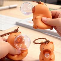 Fun Capybara Doll Pinch Pendant Toys Squeeze Spit Bubble Decompression Toy Children'S Schoolbag Doll Pendant Decoration Gift orange