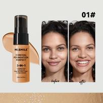2-in-1 riebios odos kontrolės skystas makiažo pagrindas ir maskuoklis, pilnos dengimo, ilgai išliekantis, vandeniui atsparus makiažo pagrindas 20ml black