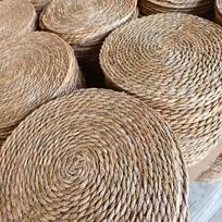 Natural Handwoven Bohemian Rattan  Thick Natural Fiber Table Mats Suitable for Dining Table Handwoven Rattan Placemats 1pc gray