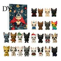 Dog Lover Christmas Gifts Bulldog Advent Calendar 2026, 24 Days Acrylic Puppy Ornaments Countdown Calendar, New Year Holiday Presents 2D Flat C black