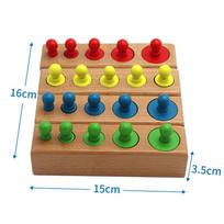 Montessori Cylinder Socket Puzzles Toy Baby Development Practice And SensesPreschool Educational Wooden Toys For Children brown