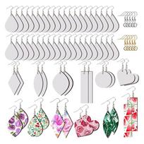 260x Waterdrop Transfer Earring Sublimation Earring Blank with Earring Hook Card Jump Rings for Christmas Women Girl 1 white