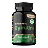 Spirulinos miltelių kapsulės, geriausias grynas veganiškas baltymas, padeda detoksikuoti organizmą, tinka suaugusiems. 120 gray