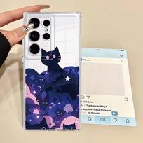 Phone Cover Case for Samsung Galaxy Note 20 Ultra 10 S23 Ultra S22 FE S26 S21 S24 S20 Plus S25 Edge Black Cat Starry Night Galaxy S23+ white