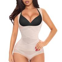 Moterų viso kūno formuojantis apatinis trikotažas Faja Reductoras Bodysuits Liekninantis kūno formuotojas Pilvo kontrolė Apatiniai drabužiai Seksualūs apatiniai drabužiai Kūno formuokliai po gimdymo L smėlis