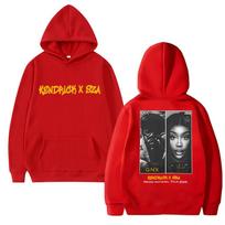 Rap Kendrick Lamar Sza Tour  Fan Double Sided Graphic Sweatshirt Men Women Vintage Hip Hop Hoodie Unisex Fleece Streetwear S raudona