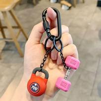 Yogodlns Black Mini Dumbbell Fitness Equipment Keychain Set Kettlebell Weight Plate Sport Bag Pendnat Charm For Adults one size rožinė