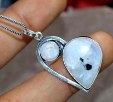 Locket Heart Rainbow Moonstone 925 Silver Plated Necklace 18  Fashion Sale W1t39 white