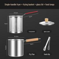 Thickened Stainless Steel Deep Fryer with Basket black