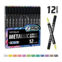 12/24/48Color LanGuo Dual Tip Acrylic Paint Marker Set for Beginner Professional Artist Drawing Pens Student School Supplies gray