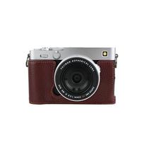 Natūralios odos pusiau dėklas fotoaparatui Fujifilm X-E5 Fuji XE5, apatinis dangtelis su atidarymu baterijai black