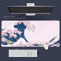 Pink wave Mouse Pad Large Computer Office Game Table Mats XXL Rubber Antislip Gaming Keyboard Mousepads Long Desk Pads 800x300x2mm black