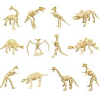 12Pcs/Set Dinosaurs Skeleton Model Archaeology toys Tyrannosaurus rex Desktop Ornament Home Decor for Kids Gift 7-8cm beige