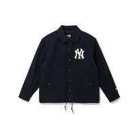 New Era SS22 MLB Series New York Yankees Solid Color Polo Collar Long Sleeve Jacket Autumn Unisex Jacket Navy-Blue 13086586 S black