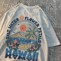Hawaii retro surfing 100%Cotton unisex shirt 2026 high quality Men's Y2k Oversized O-neck str M gray