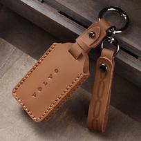Genuine Leather Car Key Case  Volvo EX30 Bluetooth Remote Key Bag Durable Keychain Storage Pouch  A1 ruda