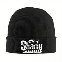 2026 New Shady Records Collection Eminem Knitted Caps For Women Men Beanie Autumn Winter Hat Acrylic Hip Hop Music Album Crochet One Size black